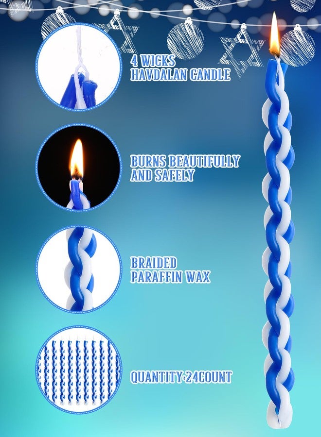 Conelist 24 Pack Havdalah Candle, Braided Blue and White, 11 Inch Handcrafted Flat Havdallah Candles Twisted Shabbat Candles Set for Jewish Supplies Judaica Gift - Image 5